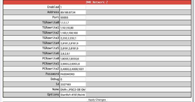 DMR Network 2 configuration