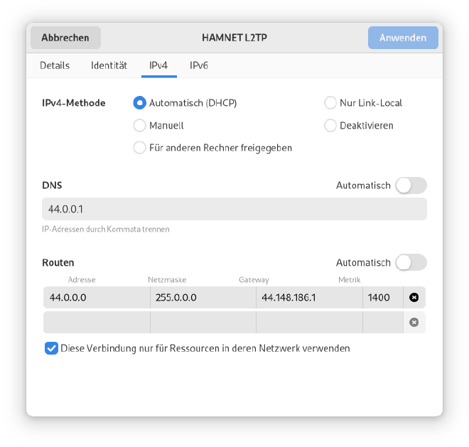 IPv4 settings