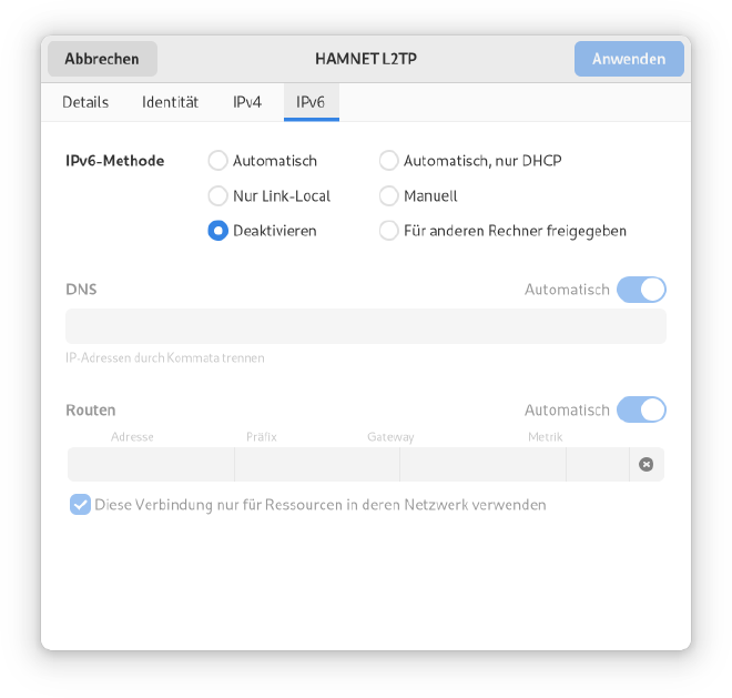 IPv6 settings