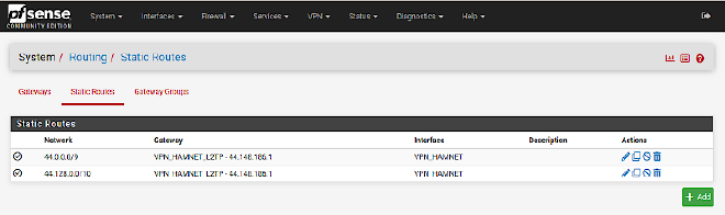 screenshot showing routes setup